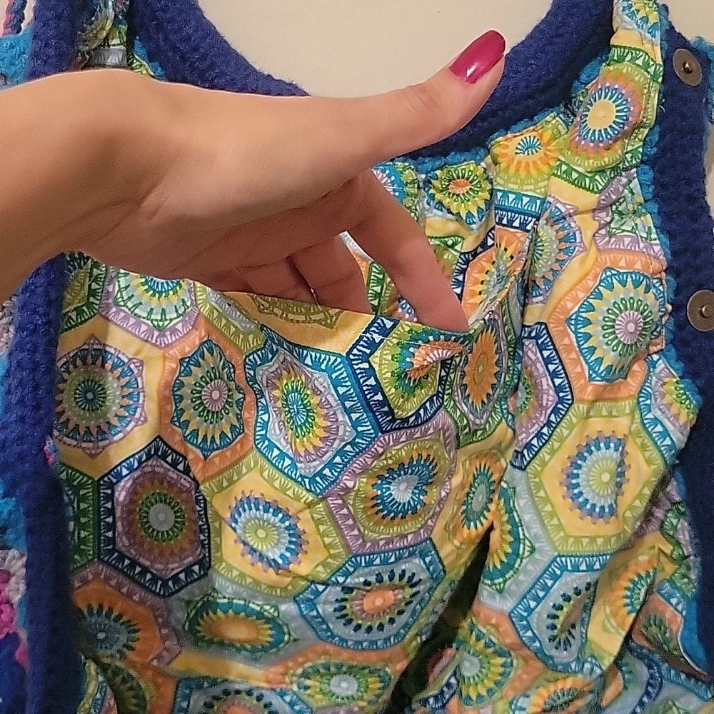 Fat Bottom Crochet‎ Granny Bag with Bamboo Handles EUC
